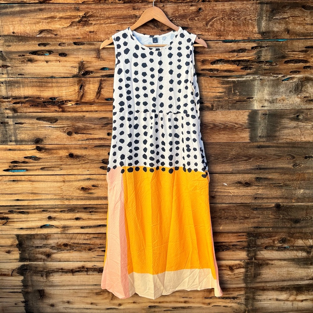 UNBRANDED | Polka Dot Sleeveless Maxi Dress - Yellow and White XS